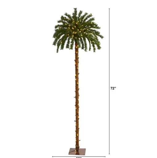 Pre-Lit Christmas Trees*The Holiday Aisle Green Tropical Feather Christmas Tree With Led Lights