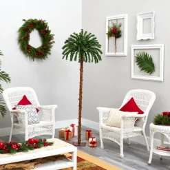 Pre-Lit Christmas Trees*The Holiday Aisle Green Tropical Feather Christmas Tree With Led Lights