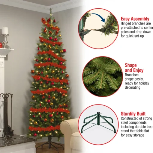 Pre-Lit Christmas Trees*Darby Home Co Kingswood Fir 90'' Lighted Artificial Fir Christmas Tree - Stand Included