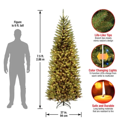 Pre-Lit Christmas Trees*The Holiday Aisle Ogburn 90" H Green Fir Christmas Tree 450 Lights Led Lights