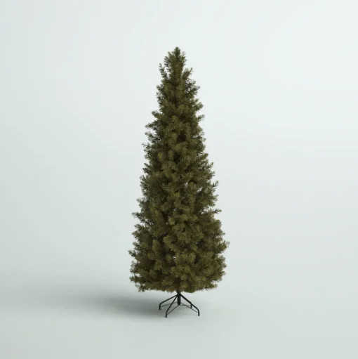 Pre-Lit Christmas Trees*Mercury Row Omusa 6.5' Slender Green Realistic Artificial Fir Christmas Tree With 300 Led Color Changing/Combination Lights