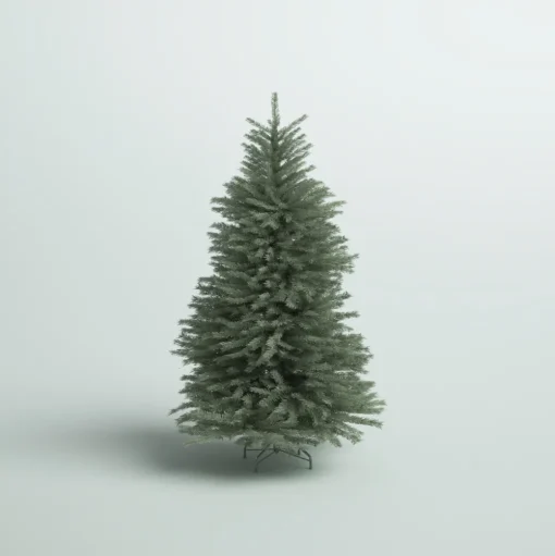 Pre-Lit Christmas Trees*Mercury Row Omusa Blue Fir Christmas Tree With Clear/White Lights