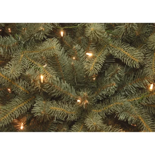 Pre-Lit Christmas Trees*Mercury Row Omusa Blue Fir Christmas Tree With Clear/White Lights