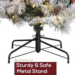 Pre-Lit Christmas Trees*AMERZEST Realistic Fir Flocked Christmas Tree With 550 Led Lights