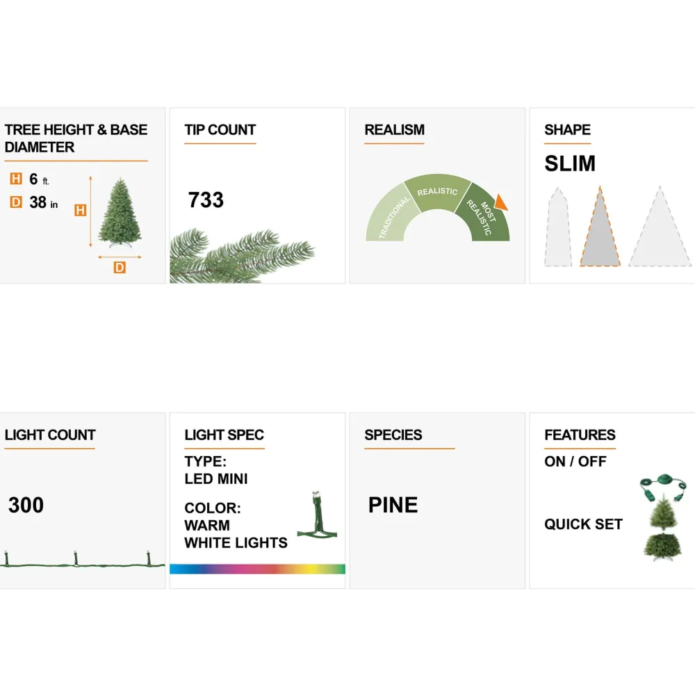 Pre-Lit Christmas Trees*The Holiday Aisle Slender Green Most Realistic Spruce Christmas Tree With Led Lights