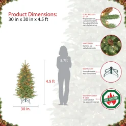 Pre-Lit Christmas Trees*Andover Mills Slender Green Realistic Artificial Fir Christmas Tree