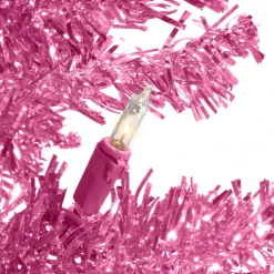 Pre-Lit Christmas Trees*Hashtag Home Tinsel Trees 4' Pink Artificial Christmas Tree With 70 Clear/White Lights